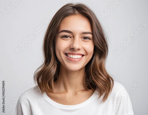 Wallpaper Mural A close-up portrait of a young woman smiling and looking charming Torontodigital.ca