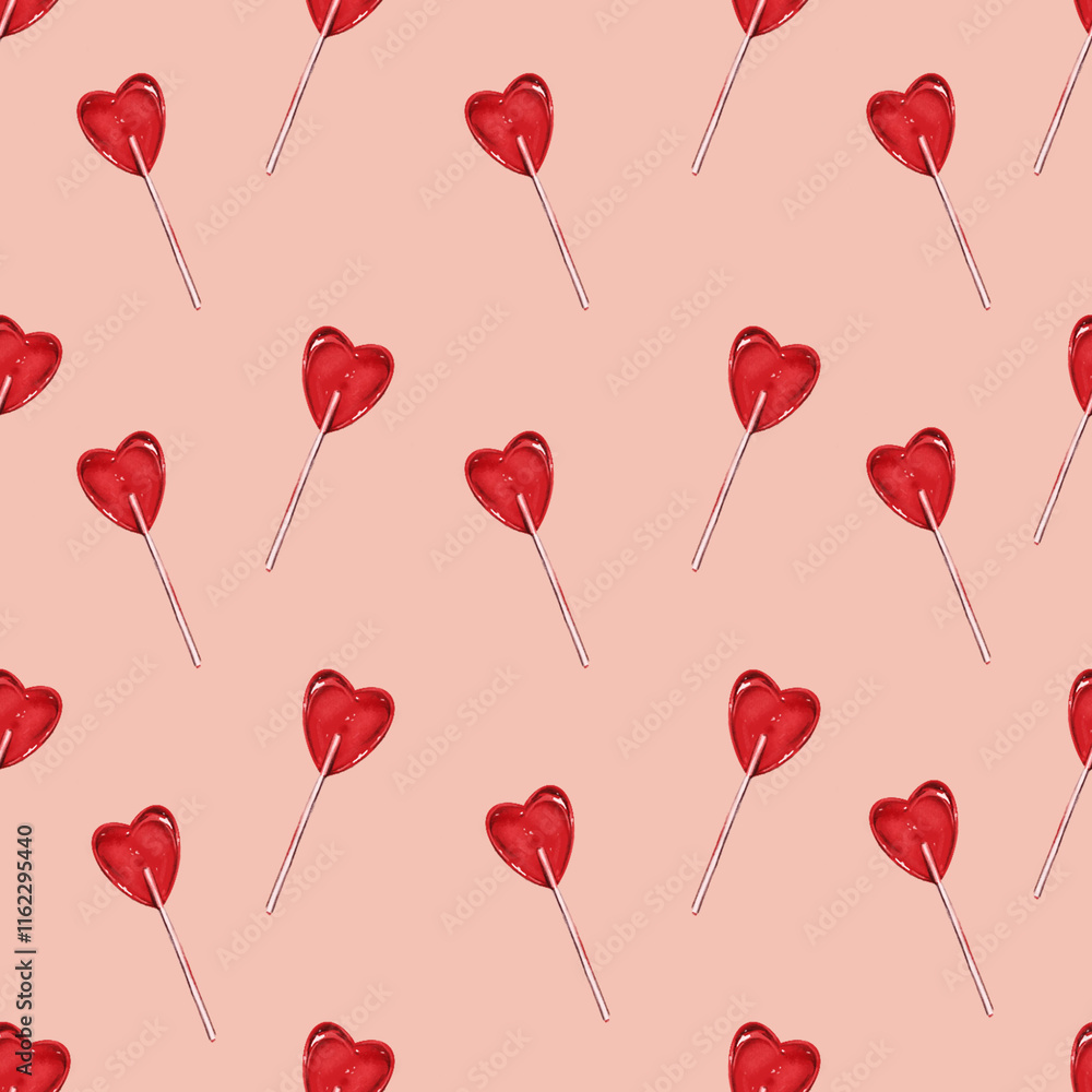 Valentine`s Day seamless pink pattern with candies.Design for Valentine wrapping paper, packaging, background, fabric, textile, home decor, gifts Valentine`s Day seamless pink pattern with candies.Design for Valentine wrapping paper, packaging, background, fabric, textile, home decor, gifts
