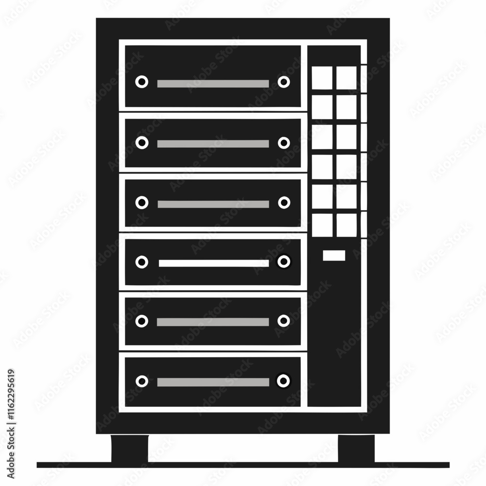 Server Rack Silhouette Vector Illustration Server Rack Silhouette Vector Illustration