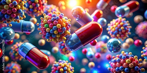 3D butyrate drug delivery, showcasing bokeh focus. photo