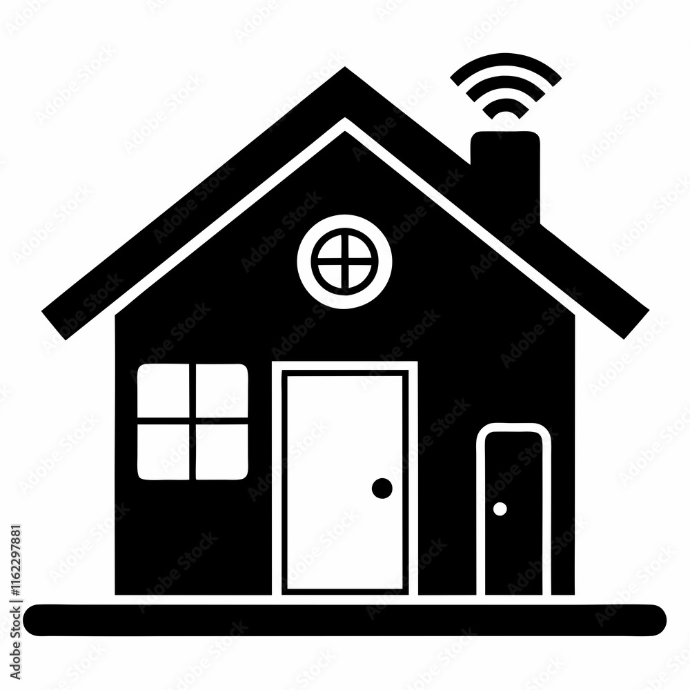 Smart Home Silhouette Vector Art Smart Home Silhouette Vector Art