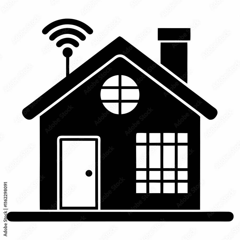 Smart Home Silhouette Vector Art Smart Home Silhouette Vector Art