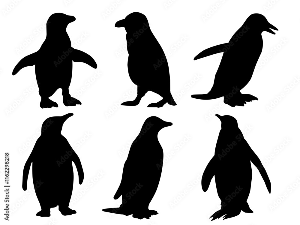 Naklejka premium penguin silhouettes vector