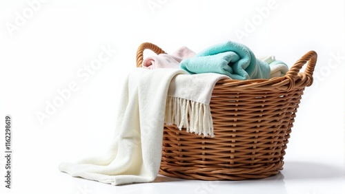 Cozy woven basket filled with colorful fresh towels ready for a delightful spa day at home