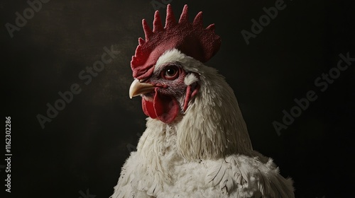 Majestic Rooster Portrait: A Study in Feathers and Light photo