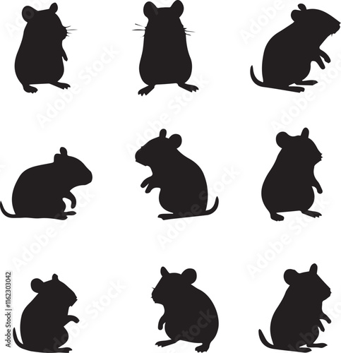 set of Hamster silhouettes
