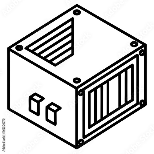 SSD Drive Line Art Vector Illustration