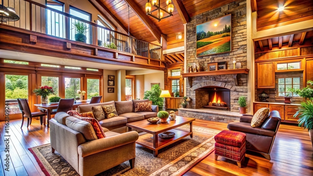 Chic Country House Interior - Open Plan, Wood, Hearth Chic Country House Interior - Open Plan, Wood, Hearth
