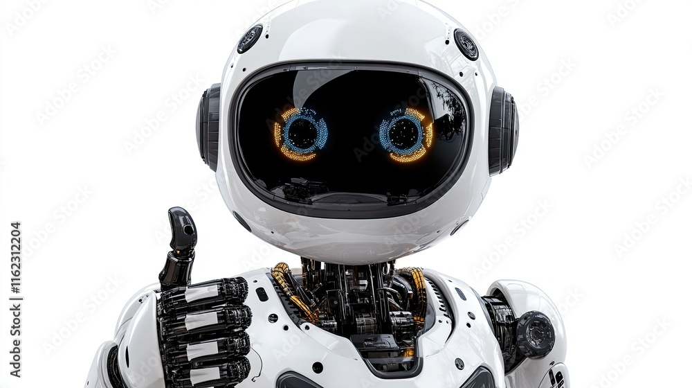 Friendly robot giving a thumbs-up, isolated on transparent background: A cheerful, approachable robot offering a thumbs-up, ideal for tech, customer Friendly robot giving a thumbs-up, isolated on transparent background: A cheerful, approachable robot offering a thumbs-up, ideal for tech, customer
