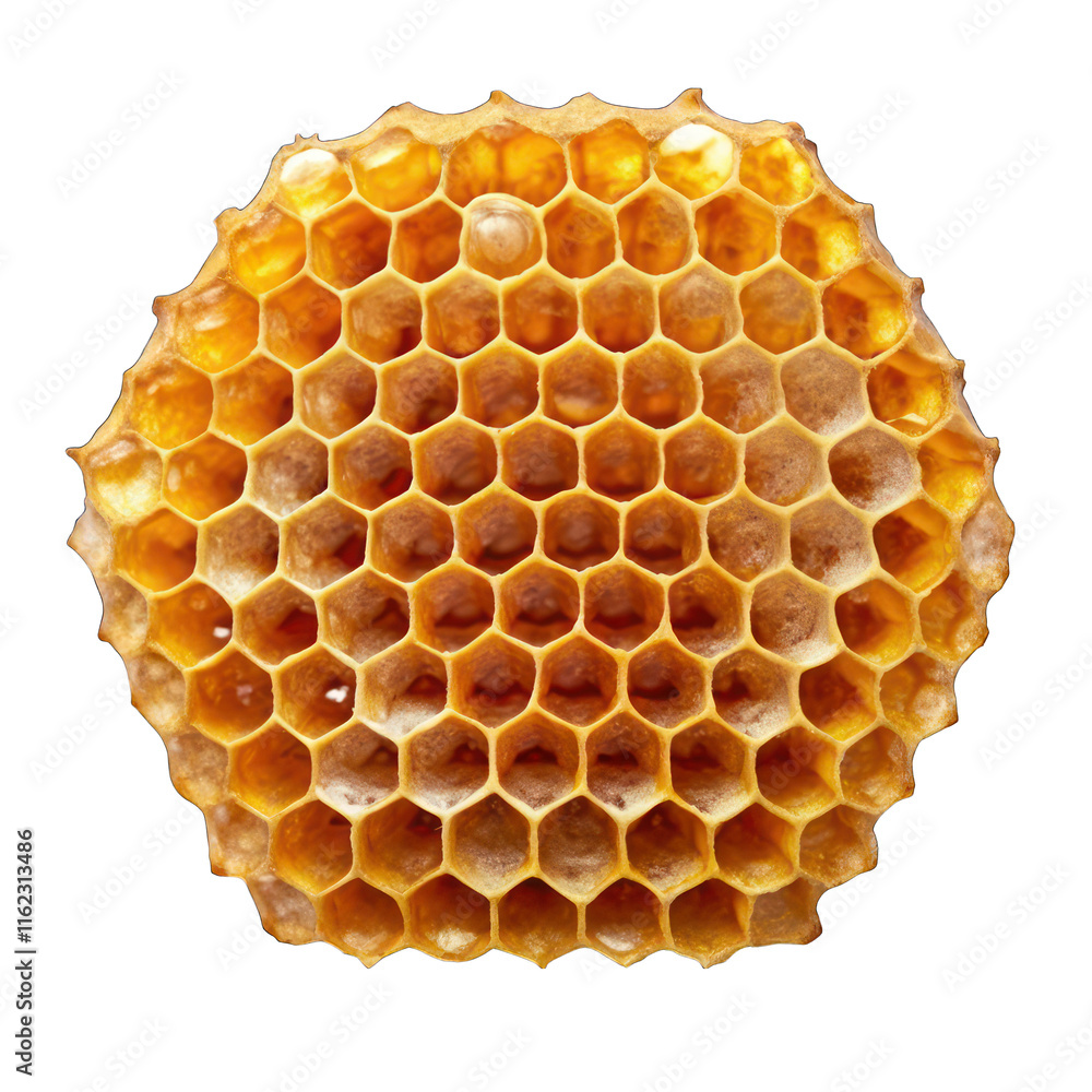 Yellow Honeycomb slice isolated on transparent background