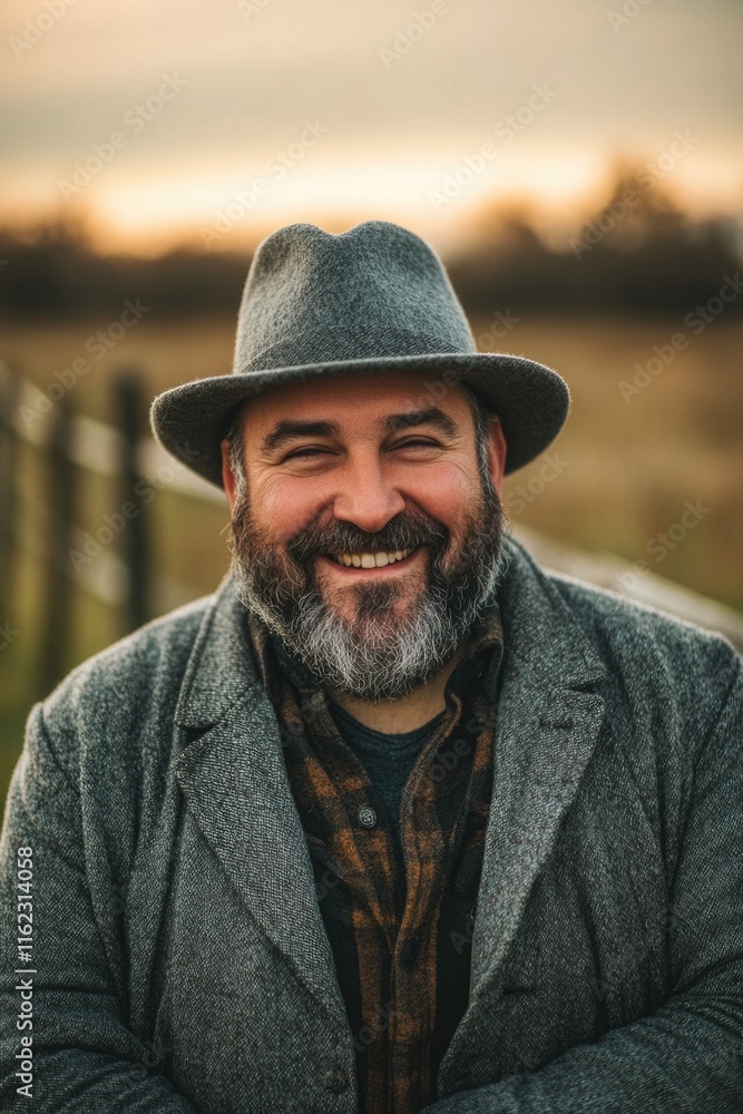 Man with Beard and Hat Smiling Man with Beard and Hat Smiling
