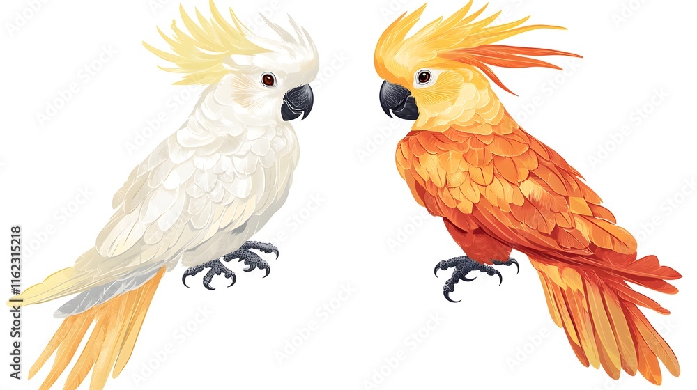 Fototapeta premium Two Colorful Cockatoos Facing Each Other