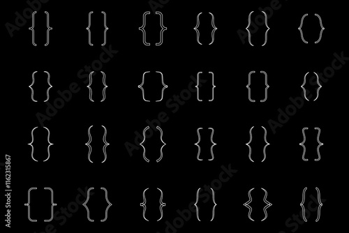 Curly braces, double symmetric brackets. Vector Typography symbols pair, frames for punctuation, maths, elements sign