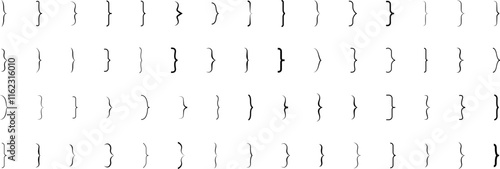 Text brackets, black quotation marks. Curly braces, double symmetric and angle brackets. Vintage typographic symbol, calligraphic quote frame. Doodle, element lettering. Frames for punctuation, maths