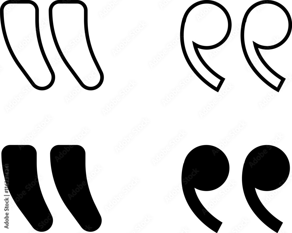 Quotation marks vector collection. Black quotes icon set. Speech mark symbol Punctuation marks Citation sign. Quotation marks vector collection. Black quotes icon set. Speech mark symbol Punctuation marks Citation sign.