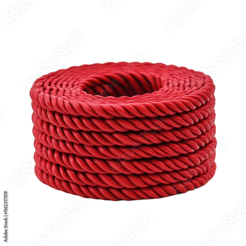 A roll of red plastic rope isolated on transparent background photo