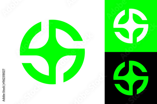 four plants logo design with circle shape