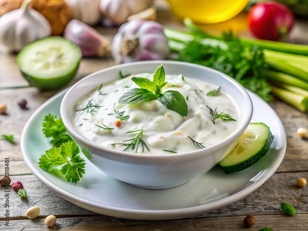 Delicate tilt-shift Tzatziki, a fresh yogurt dip. Delicate tilt-shift Tzatziki, a fresh yogurt dip.