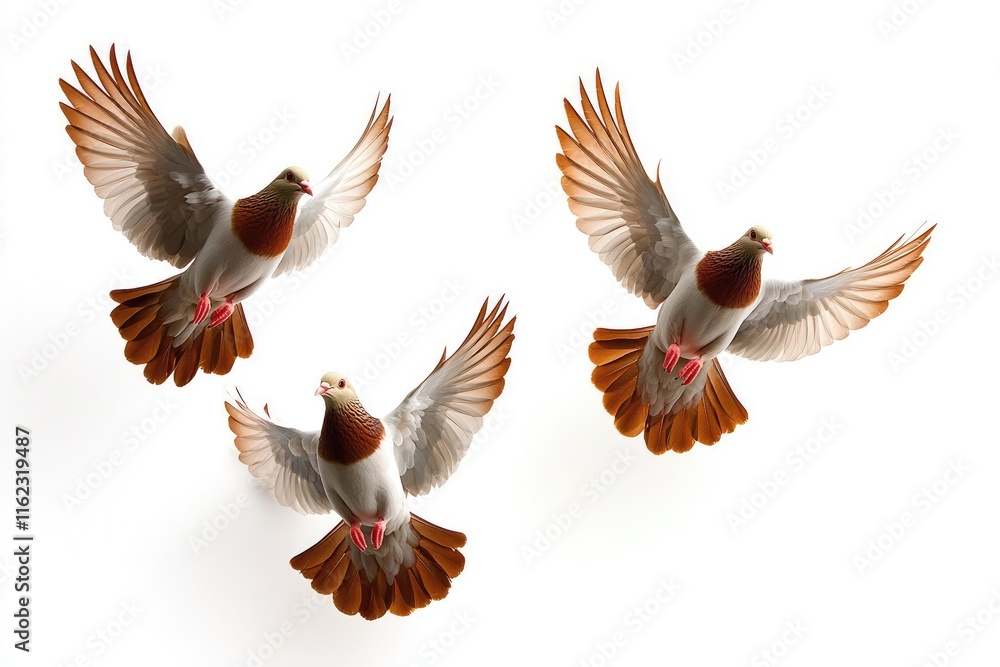 Fototapeta premium Majestic pigeons in flight outdoor setting bird photography bright background captivating action scene