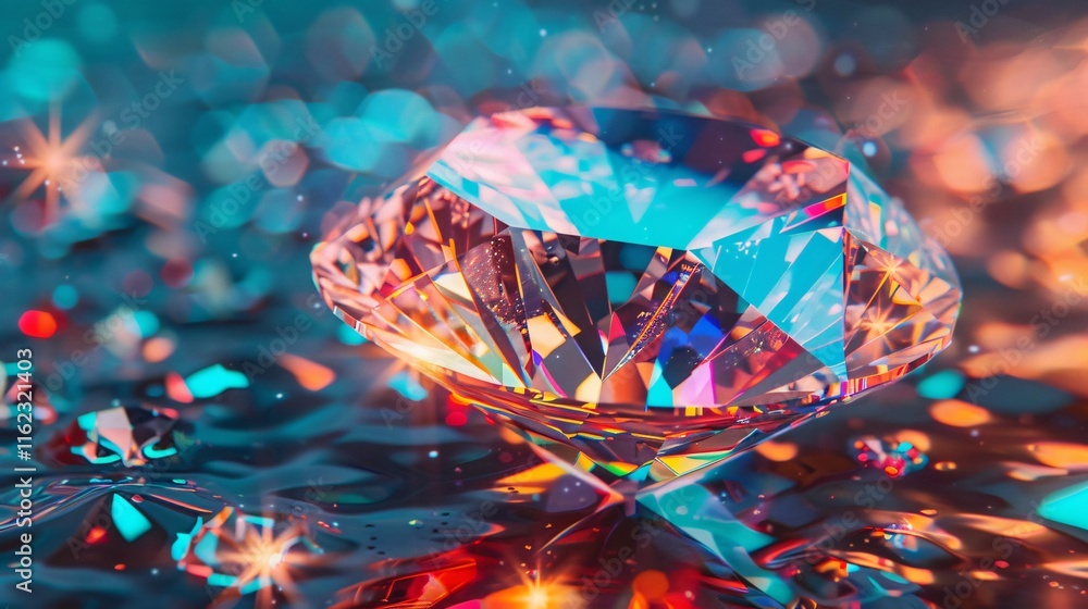 A Bright and Colorful Diamond Isolated on a Beautiful Background A Bright and Colorful Diamond Isolated on a Beautiful Background
