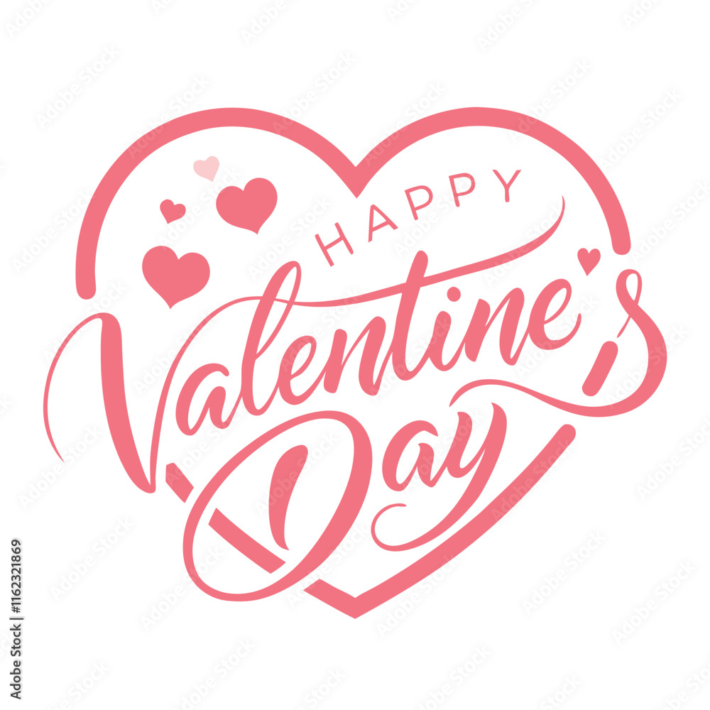 Elegant 'Happy Valentine's Day' Vector with Pink Typography and Heart Design Elegant 'Happy Valentine's Day' Vector with Pink Typography and Heart Design