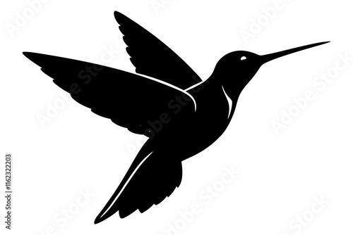 Ruby-throated Hummingbird Silhouette Vector Illustration