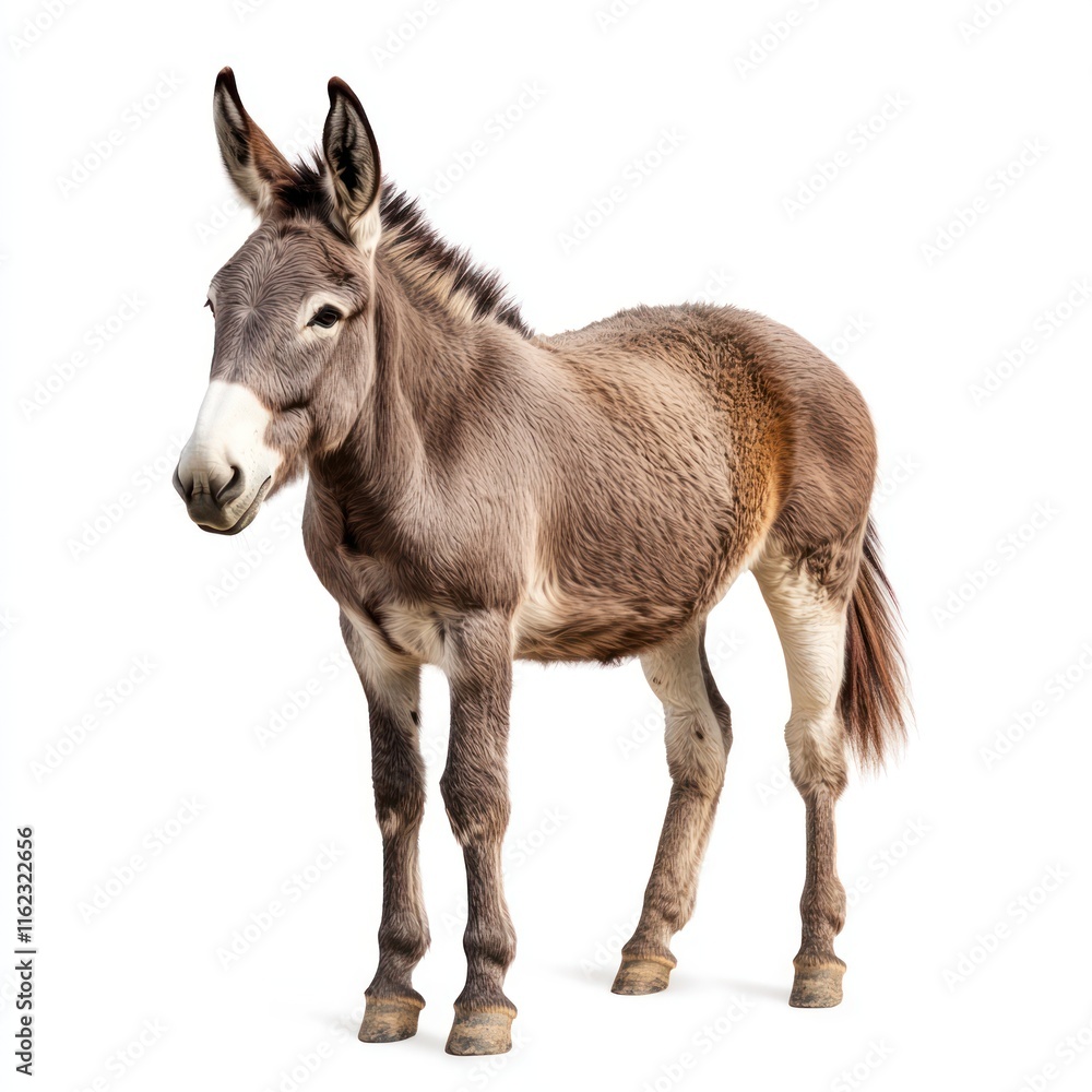 Donkey Isolated on White Background Generative AI Donkey Isolated on White Background Generative AI