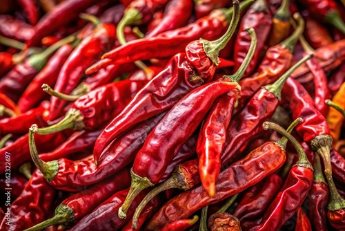 Dry Red Chili Peppers - Close-up, High-Quality, Vibrant, Detailed