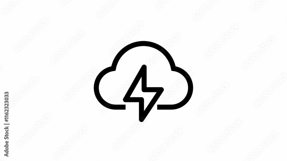 Cloud with thunder- clean and modern weather icon motion design. Cloud with thunder- clean and modern weather icon motion design.
