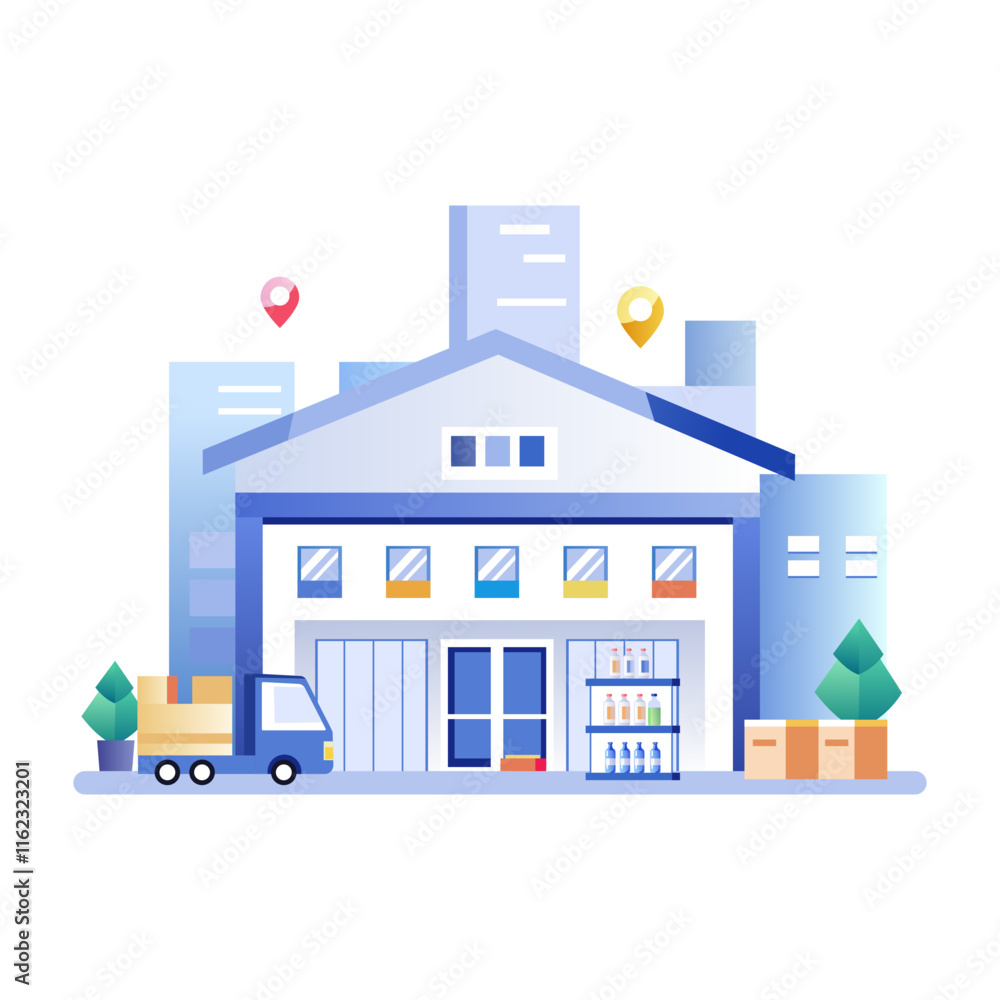 Obraz premium A flat illustration of a supermarket location 