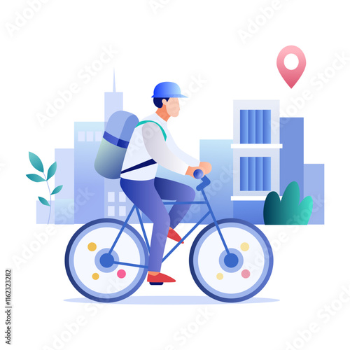 A flat illustration of a bicycle delivery 