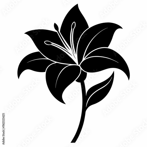 Lily Serenity black silhouette vector