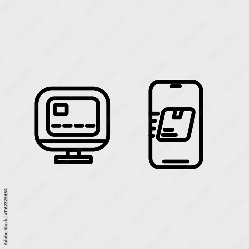 Clean and modern ecommerce and online marketing vector symbol set. Clean and modern ecommerce and online marketing vector symbol set.