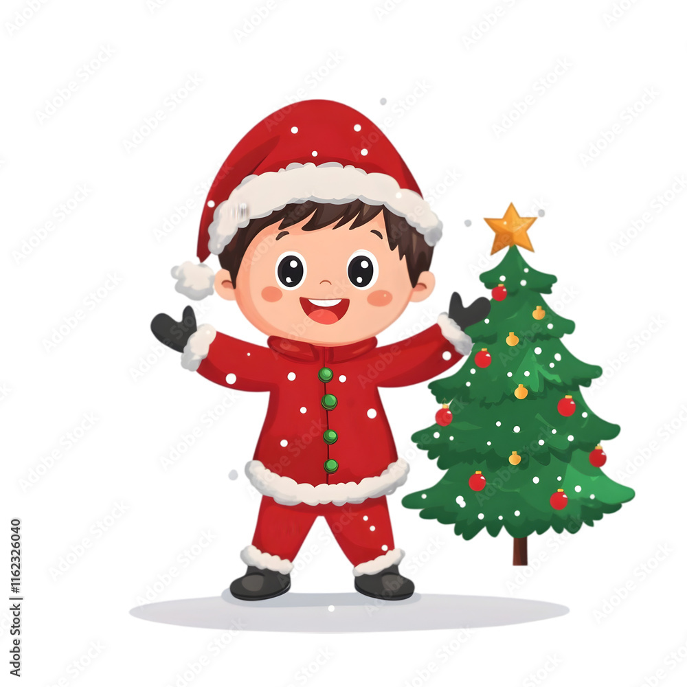 Christmas child near christmas tree Christmas child near christmas tree