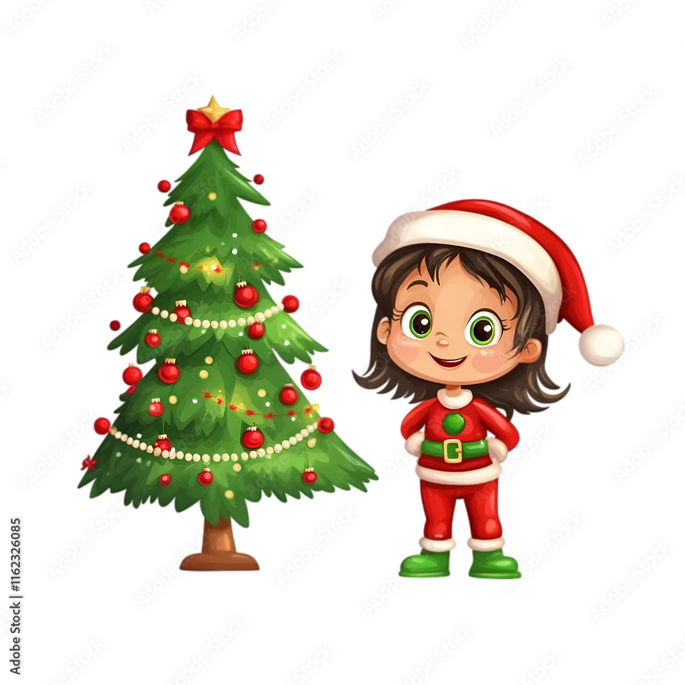 Christmas child near christmas tree Christmas child near christmas tree
