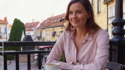 beautiful woman is enjoying her holiday very happy