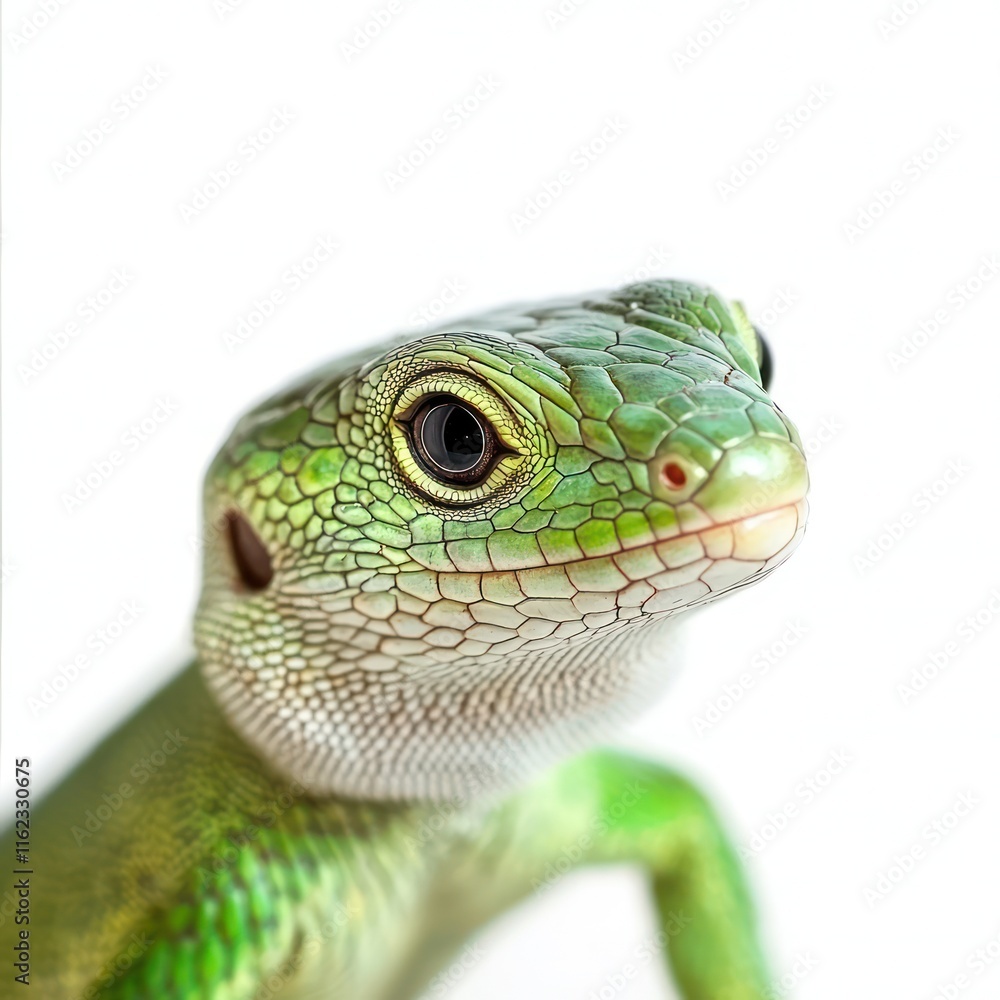 European Green Lizard juvenile Isolated on White Background Generative AI European Green Lizard juvenile Isolated on White Background Generative AI