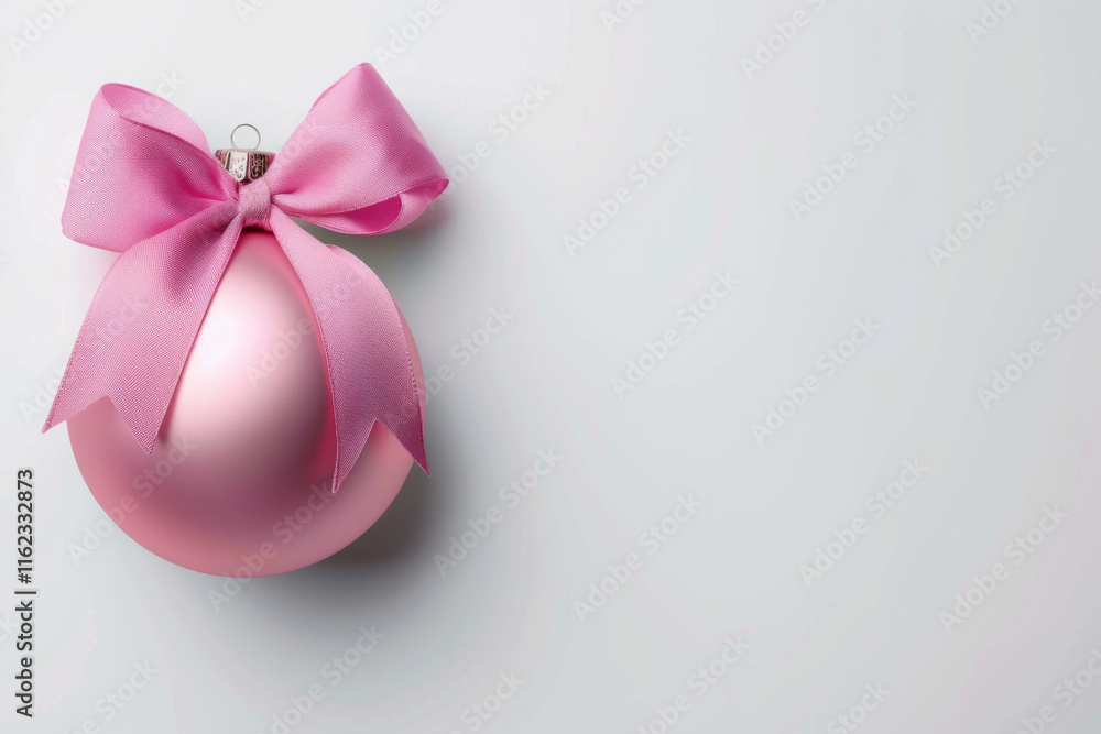 Fototapeta premium Delicate pink ornament with ribbon against a simple background