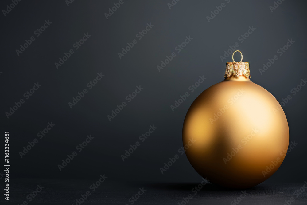 Golden ornament shines bright on dark background during holiday season Golden ornament shines bright on dark background during holiday season