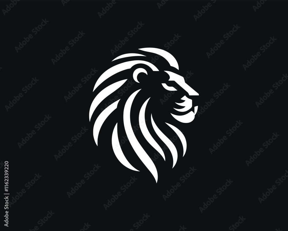 Fototapeta premium White Color Lion Head Logo Design Vector Template.
