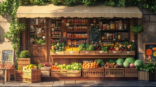Charming Rustic Grocery Store: Fresh Produce and Goods