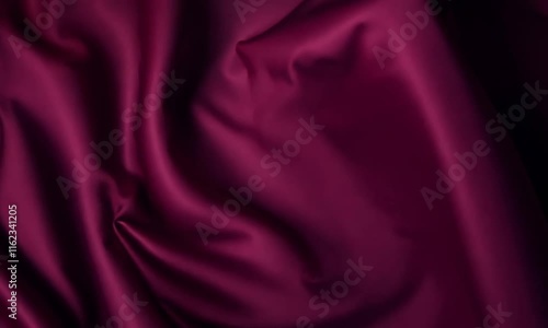 Burgundy satin fabric background. Burgundy satin waves background texture. Burgundy satin fabric cloth textile material