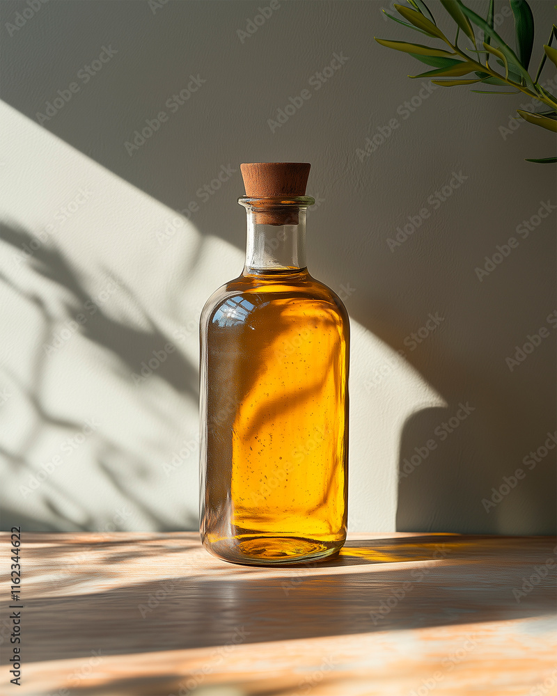 Olive oil bottle with a light background. Olive oil bottle with a light background.