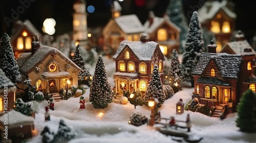 Wallpaper Mural Snowy Christmas villages, glowing windows, vibrant wreaths, cheerful scenes, cozy homes, festive wonder. Torontodigital.ca