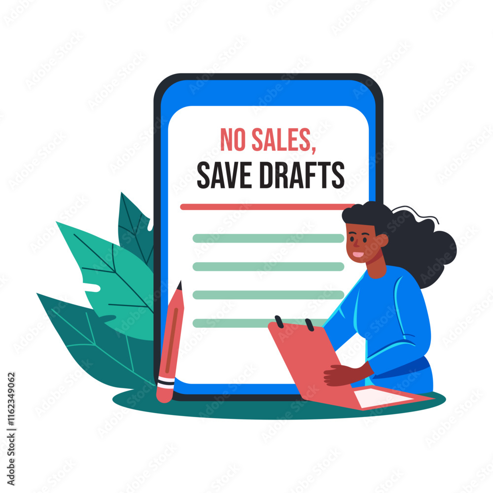 Naklejka premium A flat illustration of character checking saved drafts