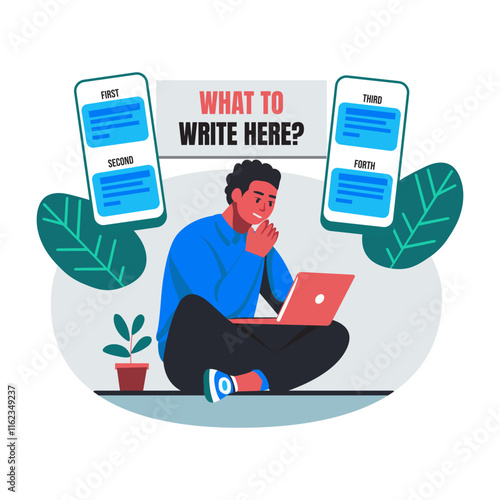 Boy thinking illustration in flat style 