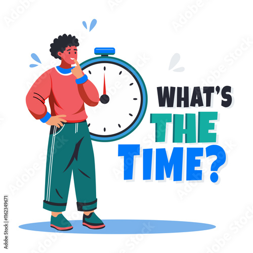 A flat illustration of character taking time stress 