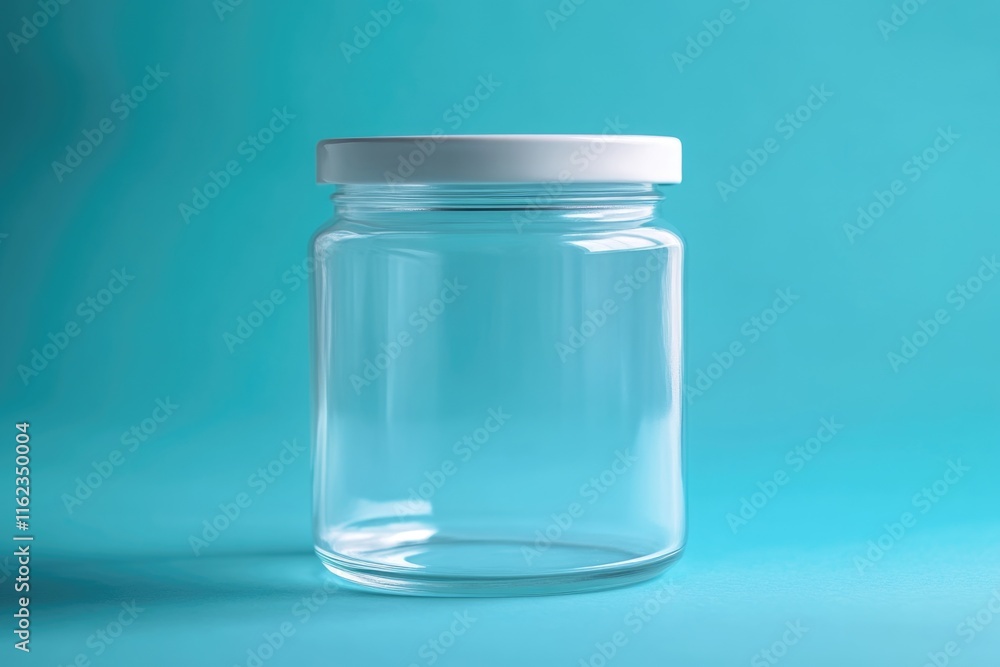 Clear glass jar with white lid Clear glass jar with white lid