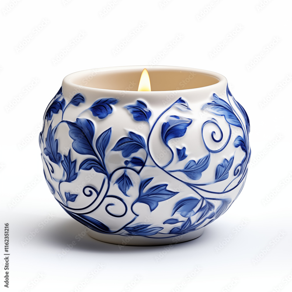 Burning Blue and White Porcelain Candle Burning Blue and White Porcelain Candle