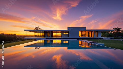 Wallpaper Mural Contemporary architecture luxury house in the mountains during the sunset Torontodigital.ca